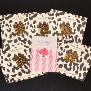Lot of 6 New Kate Spade Leopard & Pink Spade Heart Birthday Pins Bundle